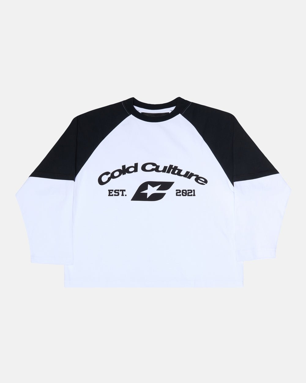 BASEBALL DOUBLE SLEEVE TEE WHITE/BLACK