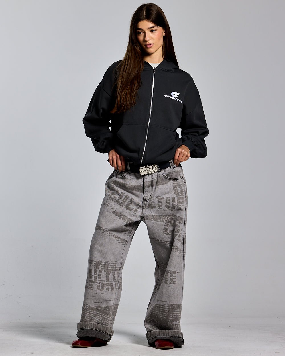 CURVED ZIP HOODIE INDIA INK