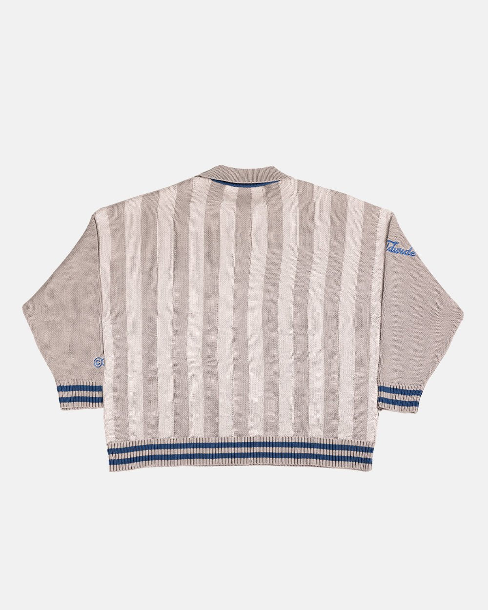 STRUCTURE COLLAR KNIT SWEATSHIRT BEIGE/BLUE