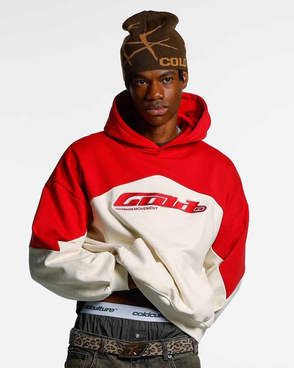 SMOKING HOODIE BEIGE/RED
