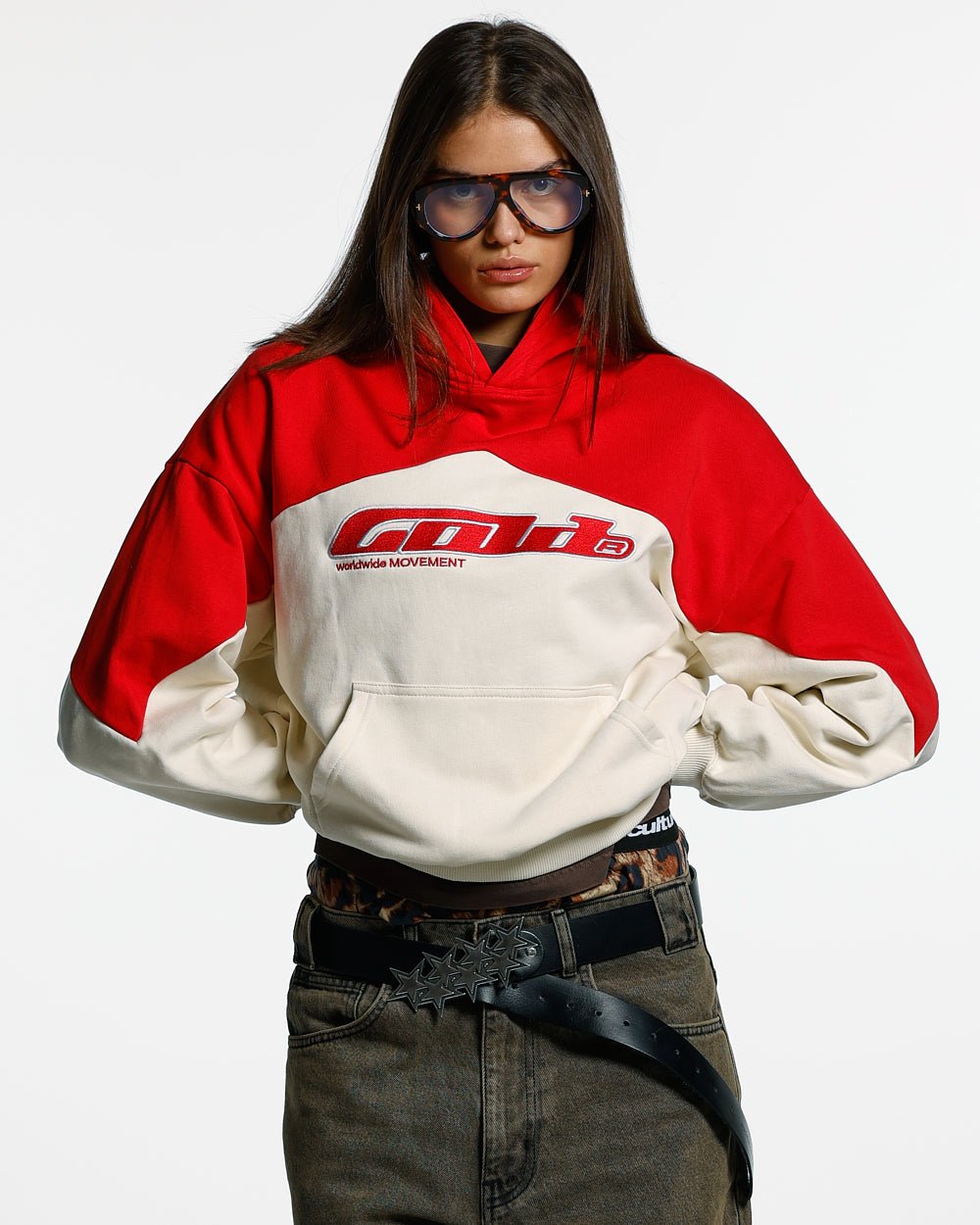 SMOKING HOODIE BEIGE/RED