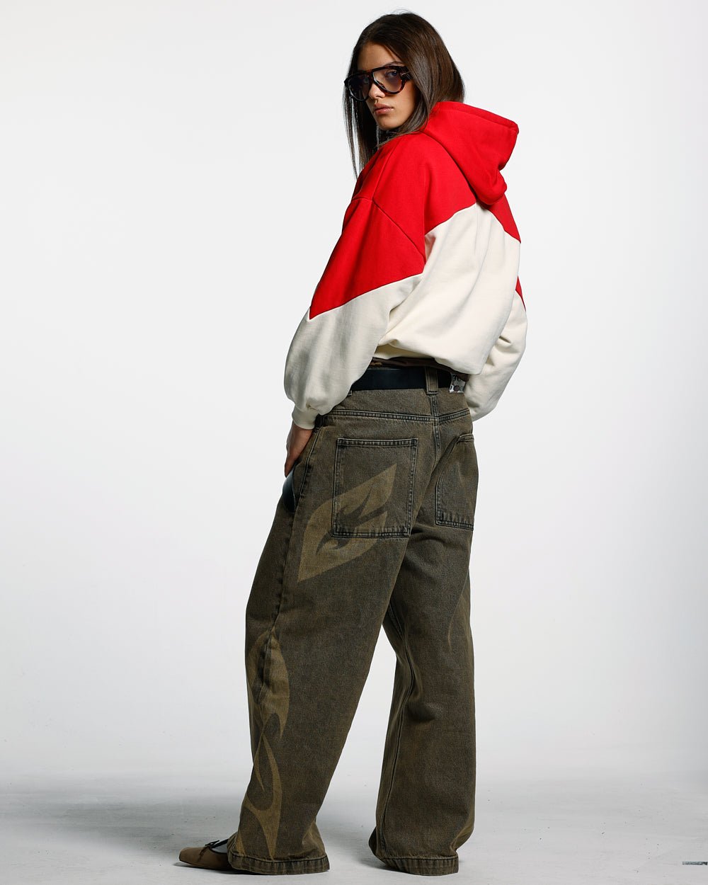SMOKING HOODIE BEIGE/RED