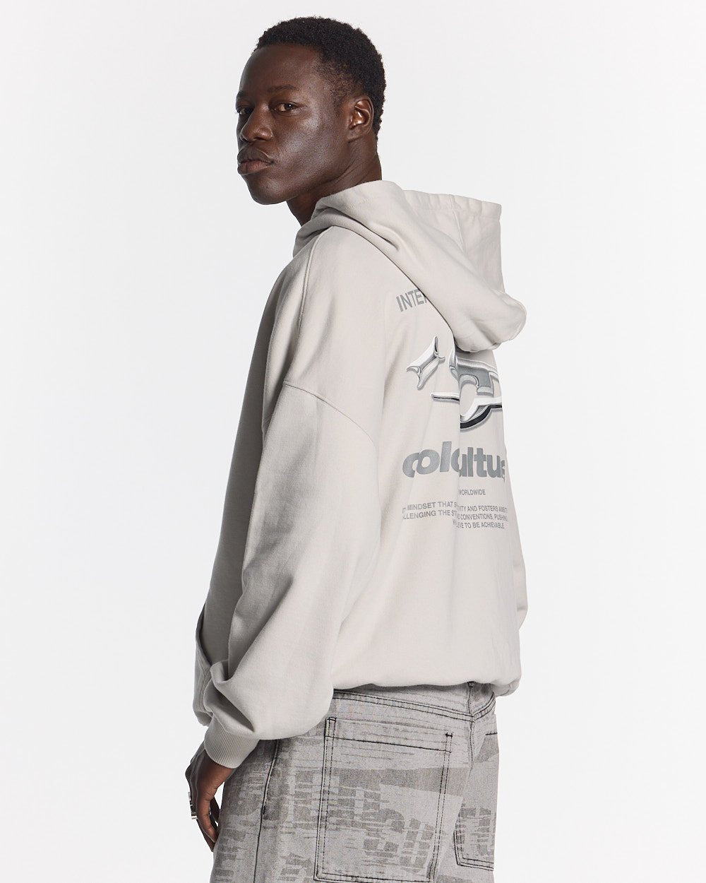 SPARKLY HOODIE PEARL GREY