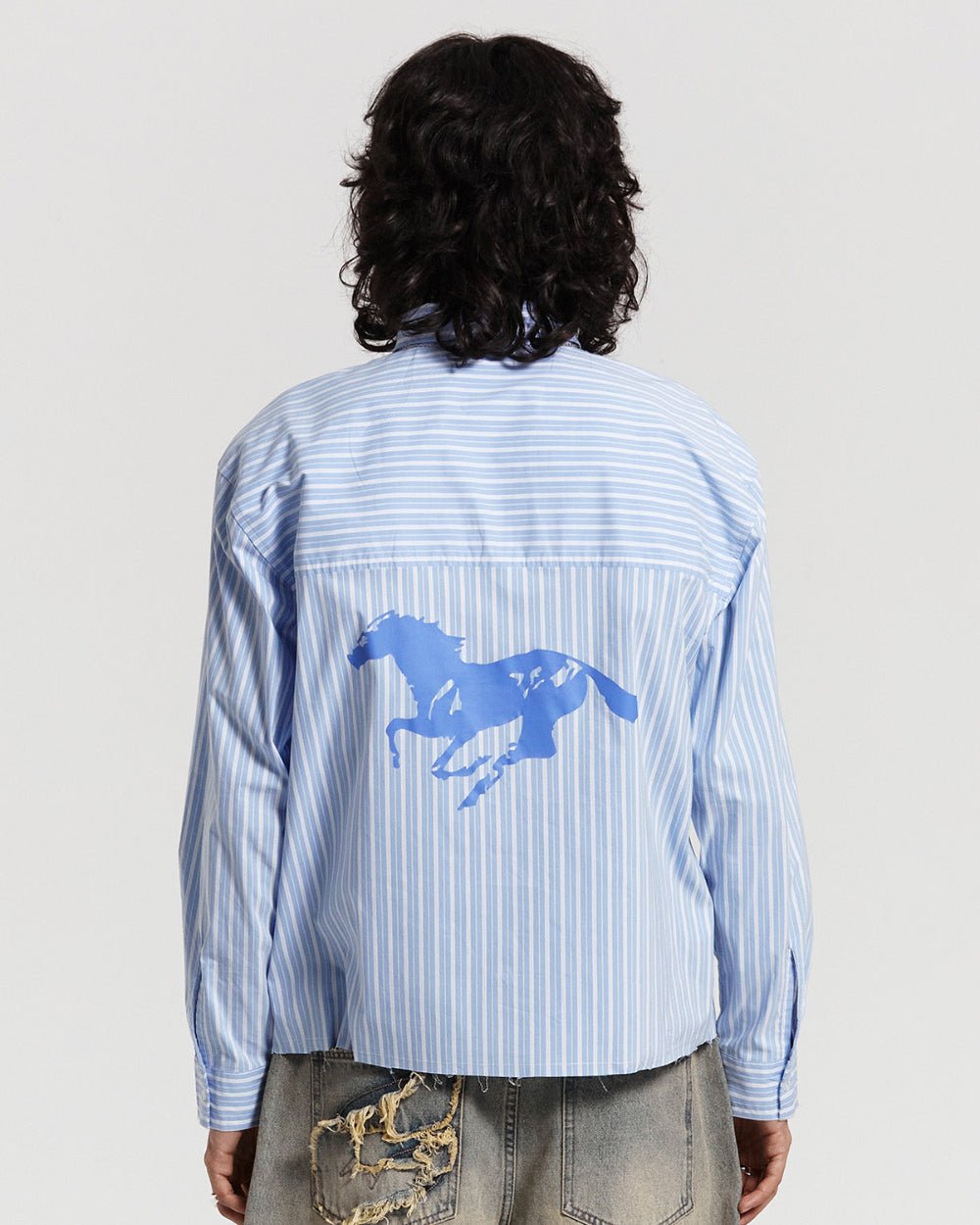 RUNNING HORSE SHIRT BLUE STRIPES