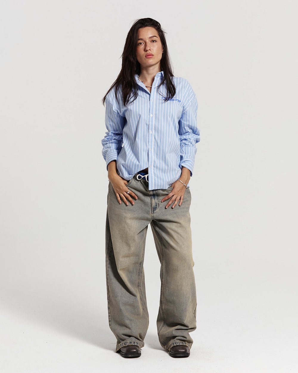 RUNNING HORSE SHIRT BLUE STRIPES
