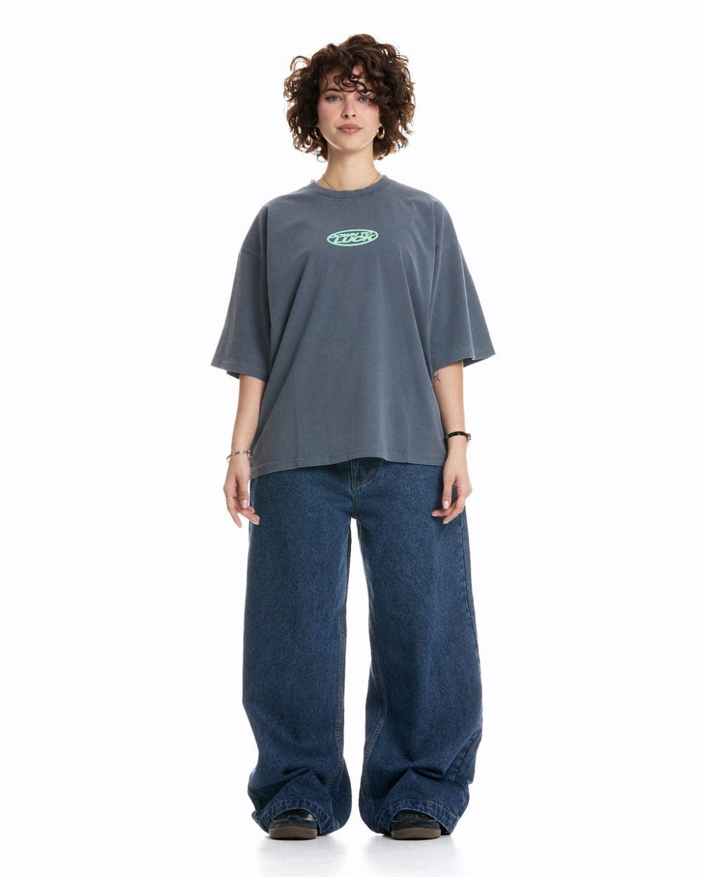 DOWN TO LUCK TEE DARK BLUE