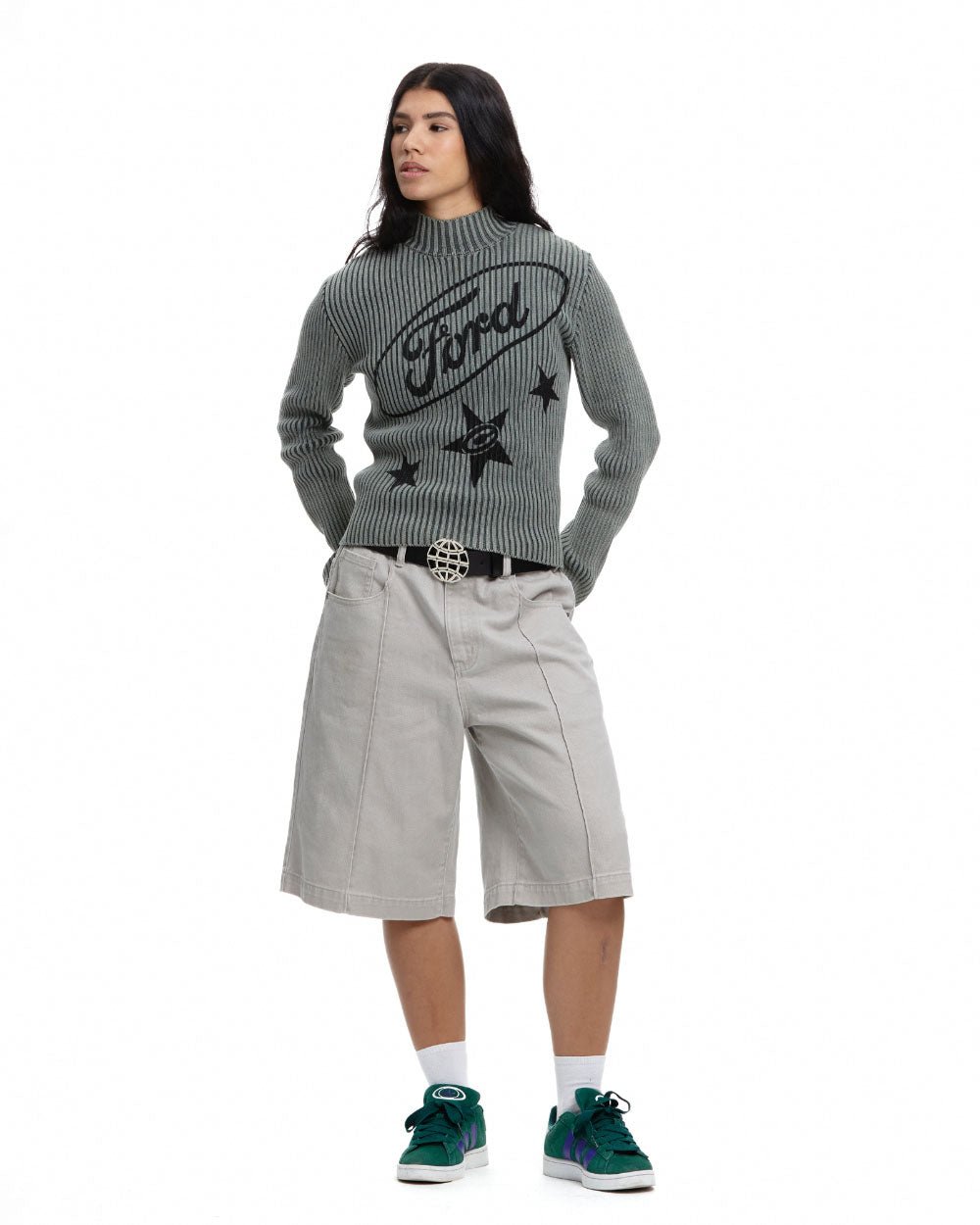 STREAKED FORD ZIPPED KNIT SAGE GREEN