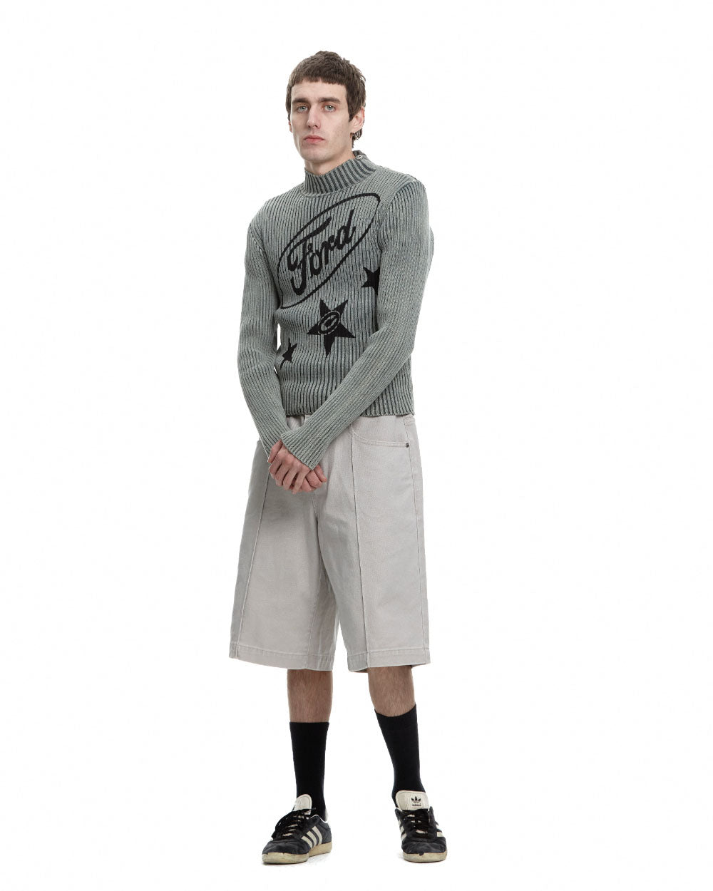 STREAKED FORD ZIPPED KNIT SAGE GREEN