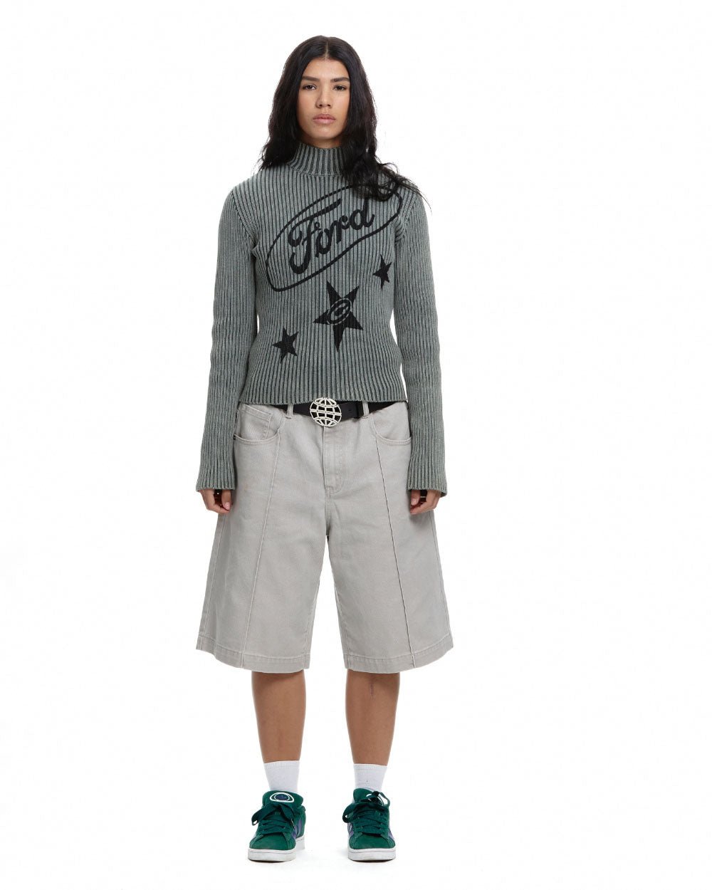 STREAKED FORD ZIPPED KNIT SAGE GREEN