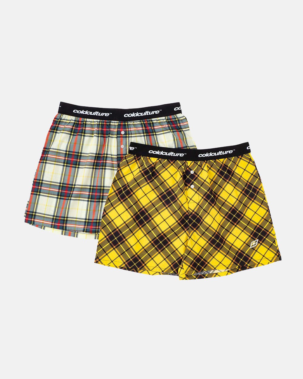 BOXERS SQUARES PACK YELLOW/CREAM TARTAN
