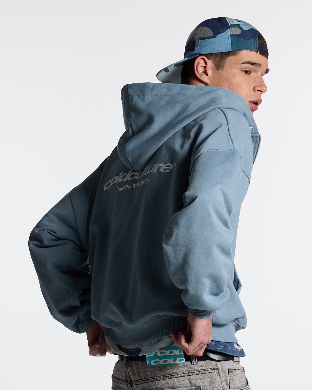 ESSENTIAL ZIP HOODIE WINDWARD BLUE