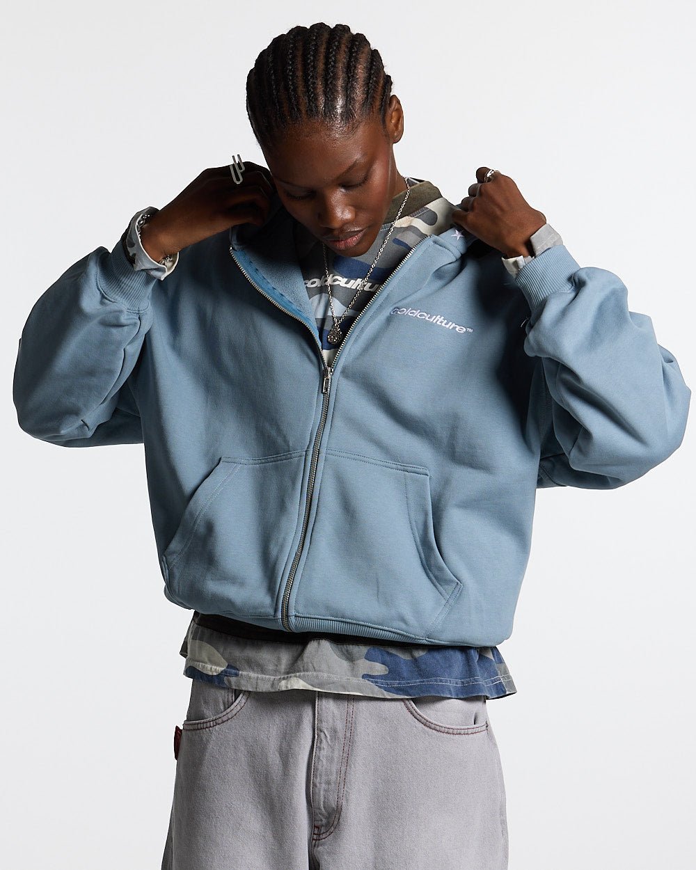 ESSENTIAL ZIP HOODIE WINDWARD BLUE