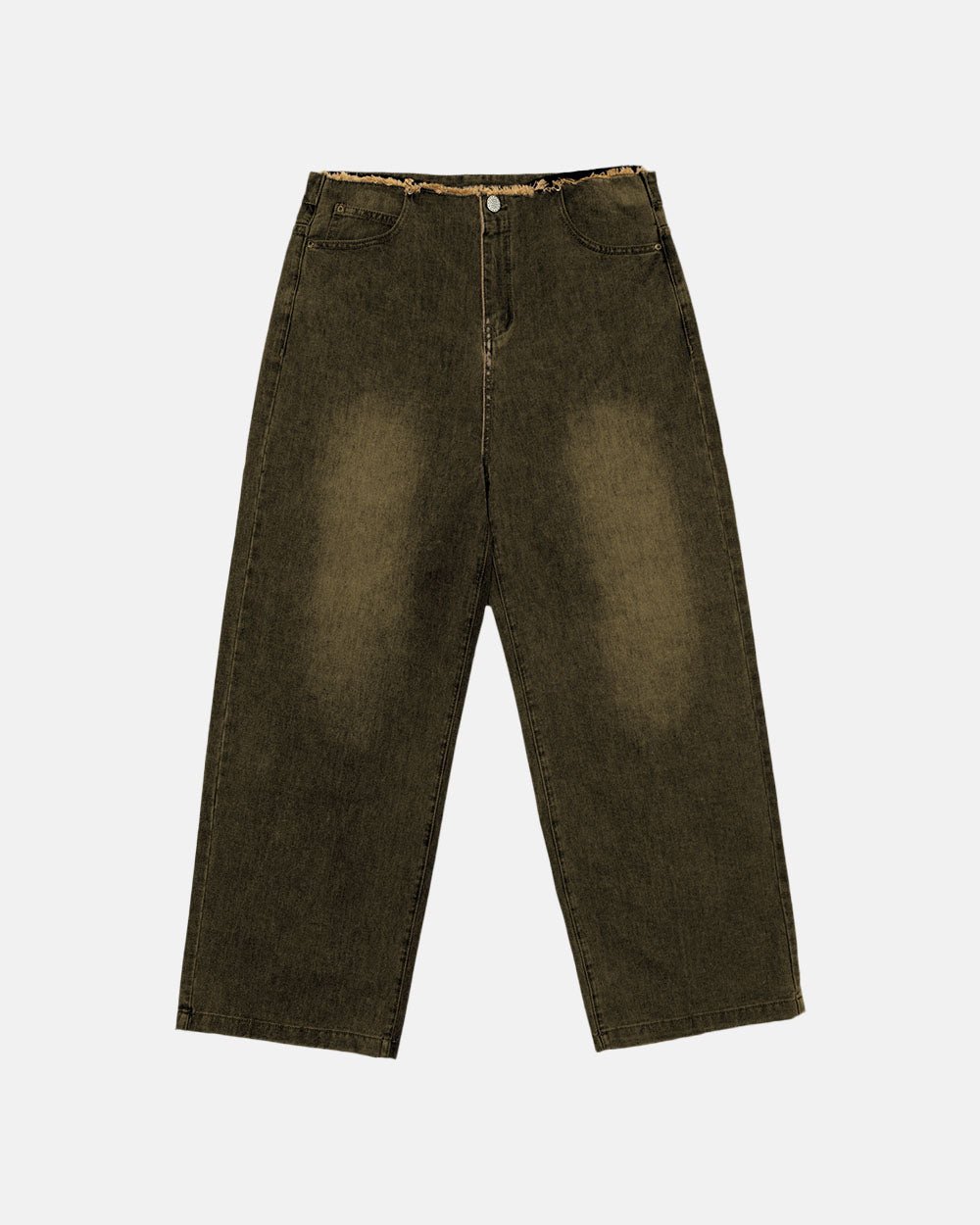 FRAYED WAISTBAND JEANS DUST GREY DENIM