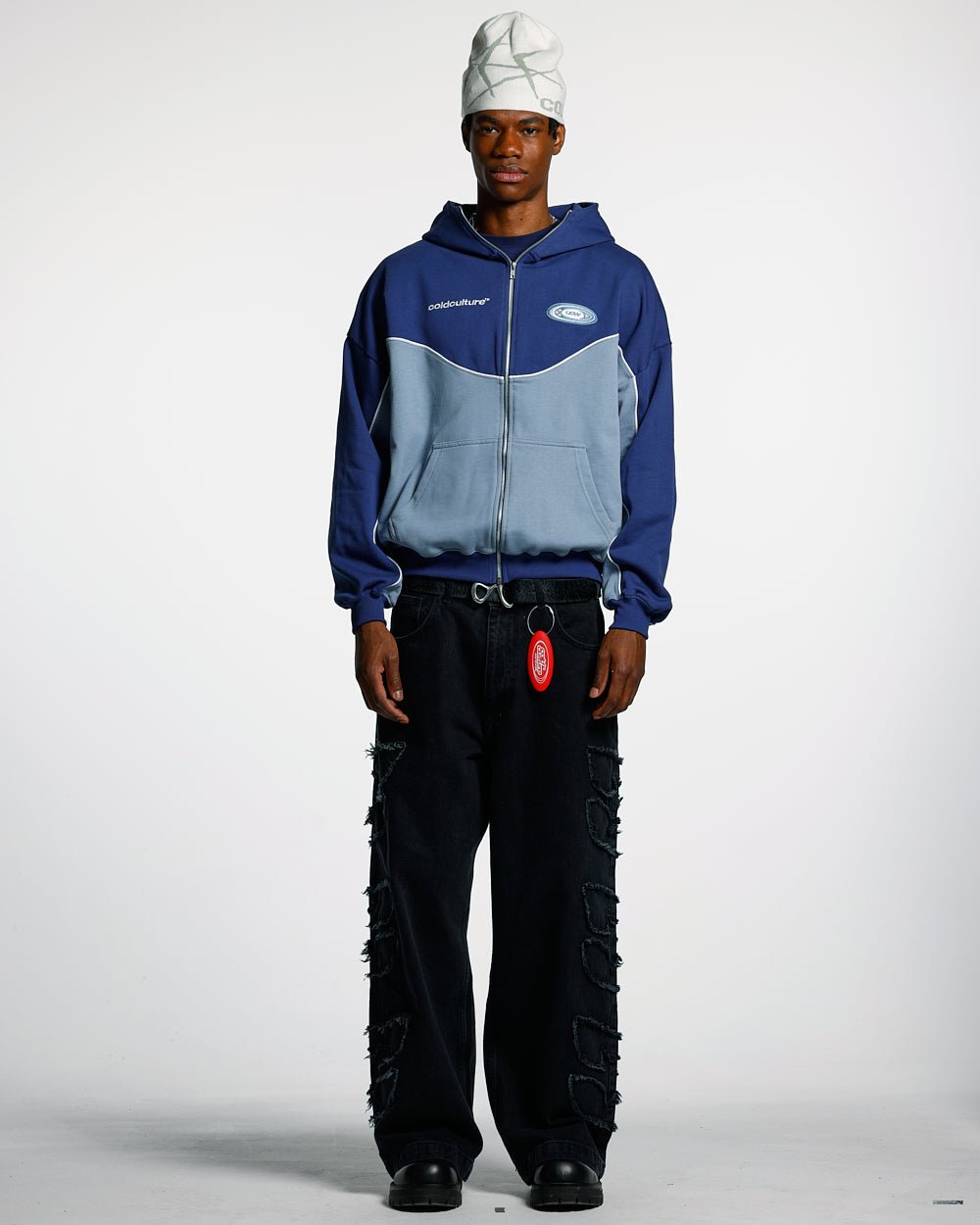 NO RISK ZIP HOODIE BLUE SCALE