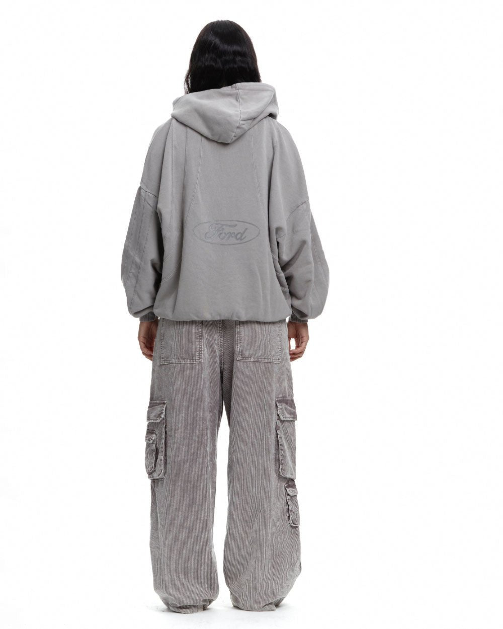 PITLANE ZIP HOODIE WASHED GREY