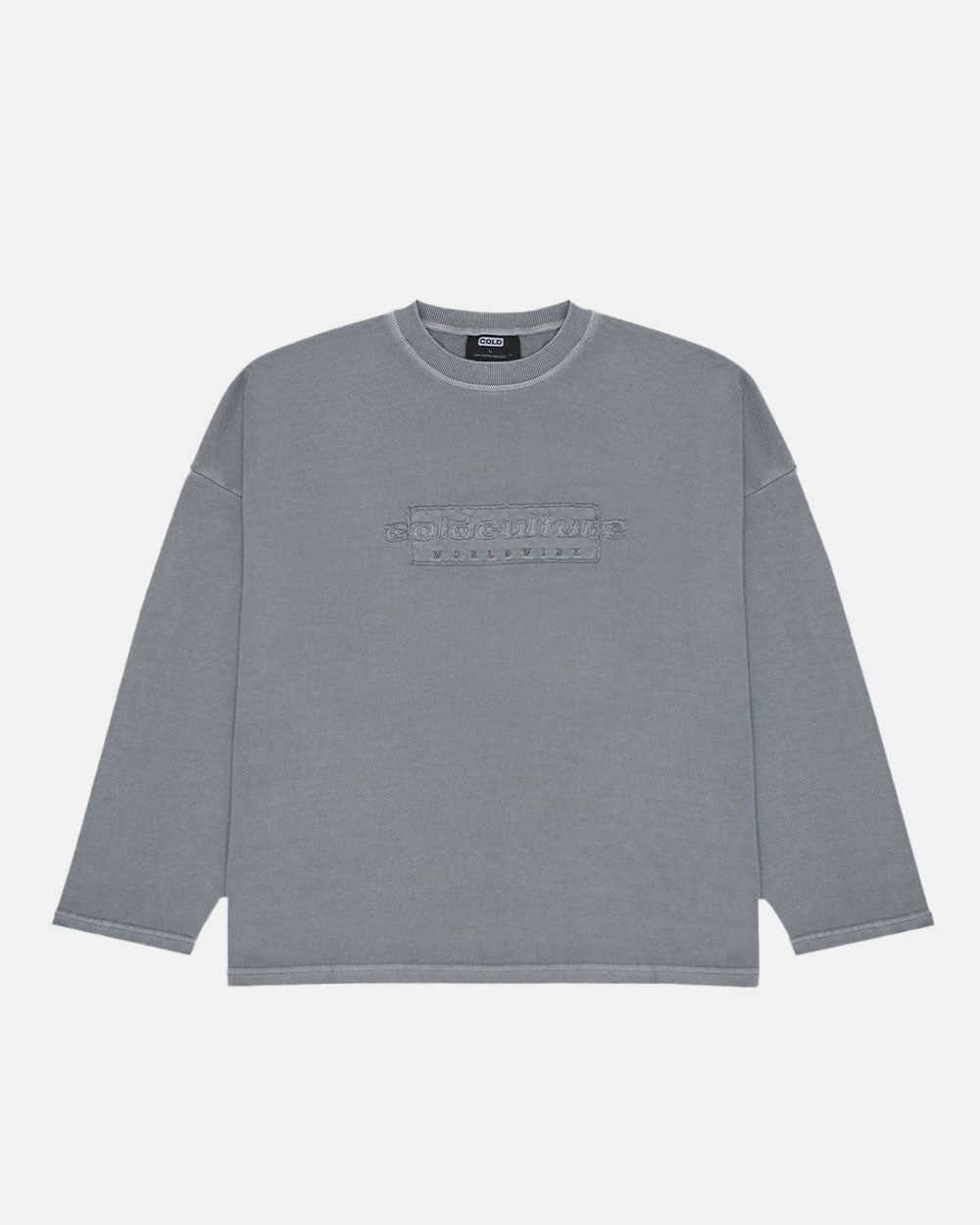 RIPPED BOX LOGO CREWNECK DUST GREY