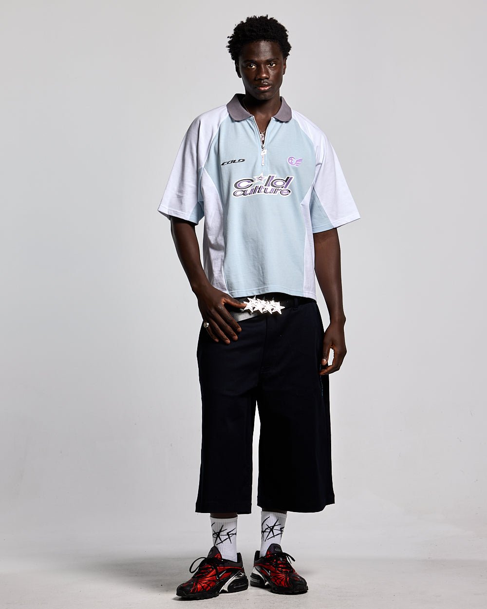 EXTREME POLO IRON LIGHT BLUE AND GREY