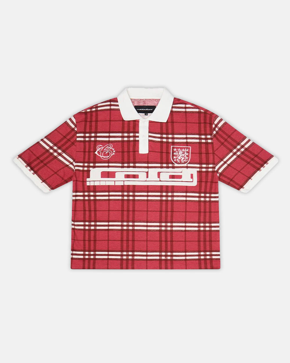 CRIMSON PLAID POLO TEE