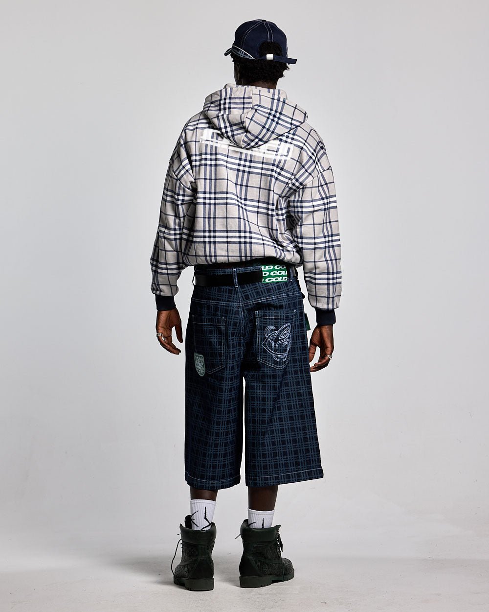 GRID ZIP HOODIE TARTAN DARK BLUE/GREY